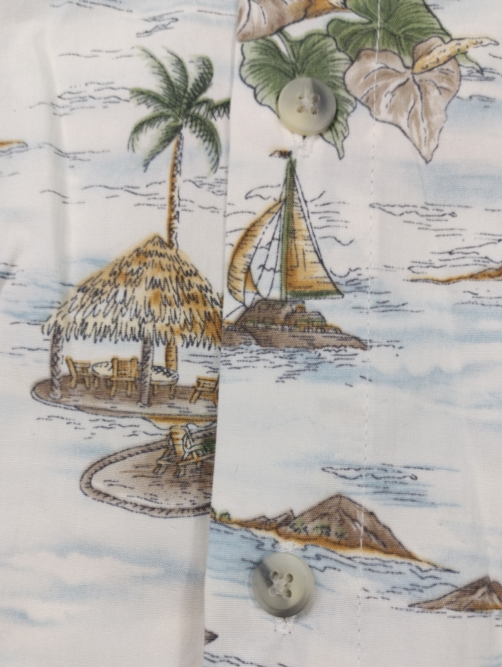 Pierre Cardin White Floral Tropical Print Shirt Size Medium #33 - Picture 3 of 11